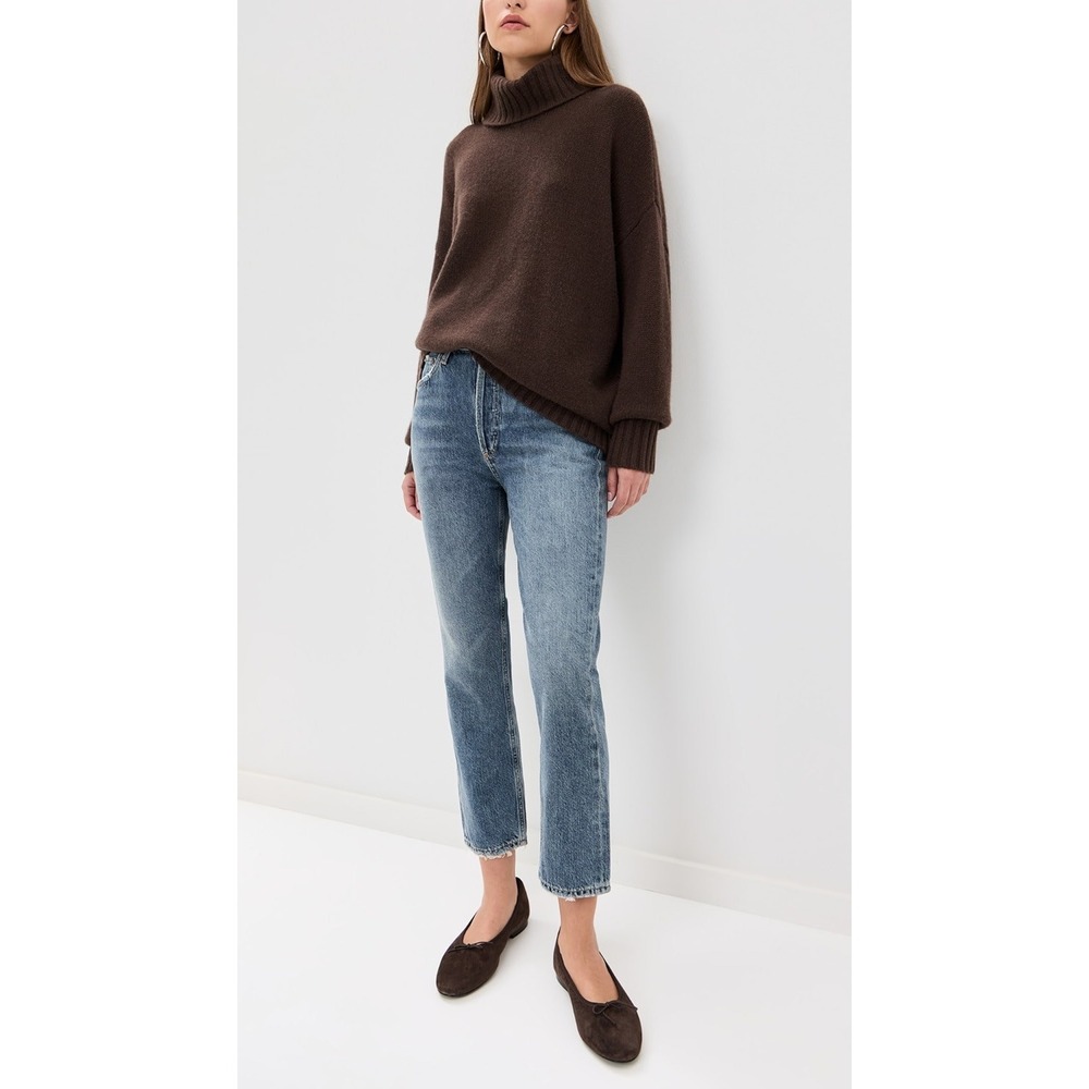 AGOLDE Riley High Rise Straight Crop Jeans Light Wash Button Fly 30